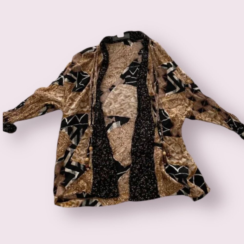 ⭐️ Aztec Open Beaded Peasant Top Layer Hipster Hippie Art Deco Farm Cottage Top